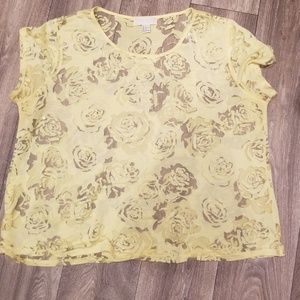 Yellow floral sheer top